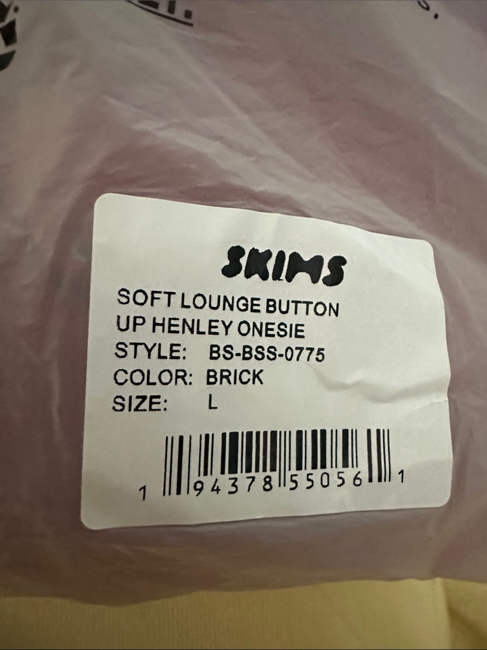 SKIMS Soft Lounge Button-up Henley Onsie Brick - Picture 3 of 5